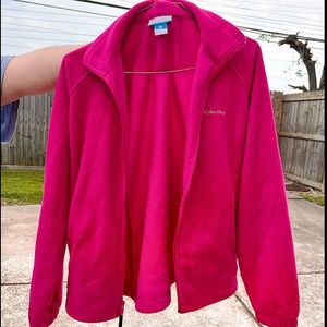 Vintage Columbia Hot Pink Fleece Zip Up Jacket with Pockets